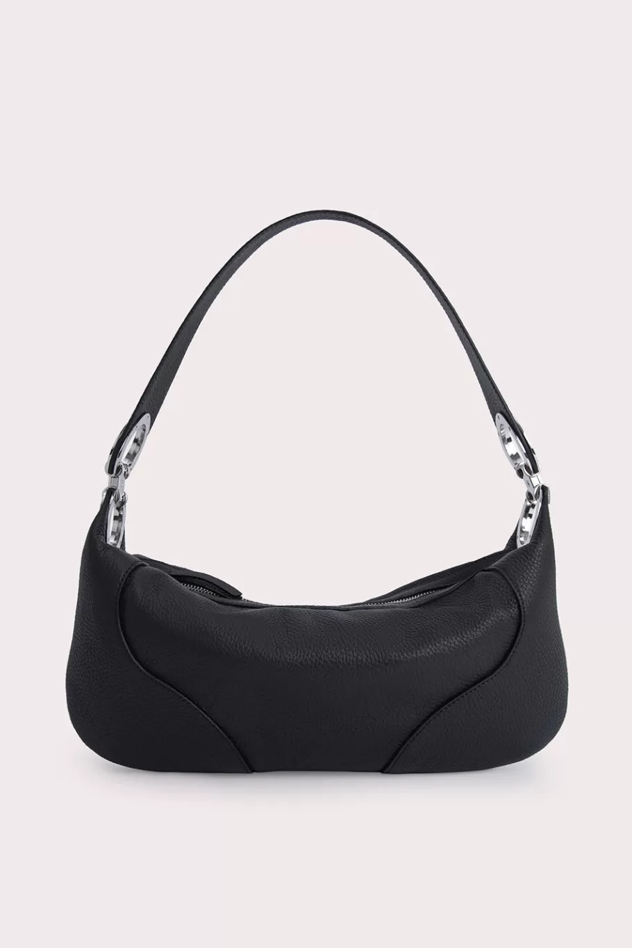 Shop Amira Black Flat Grain Leather Women Shoulder Bags