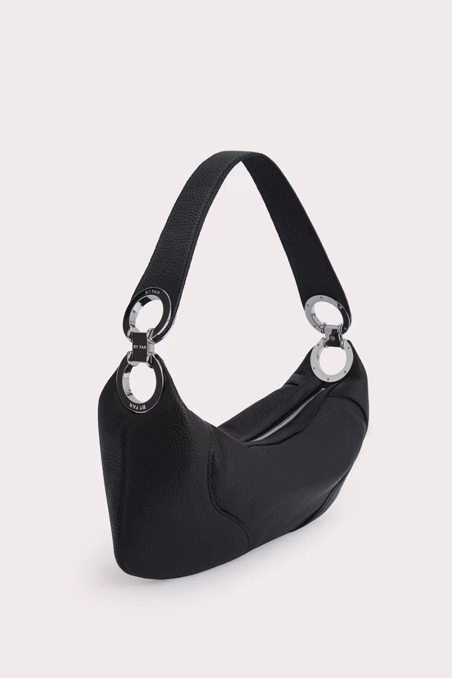 Shop Amira Black Flat Grain Leather Women Shoulder Bags