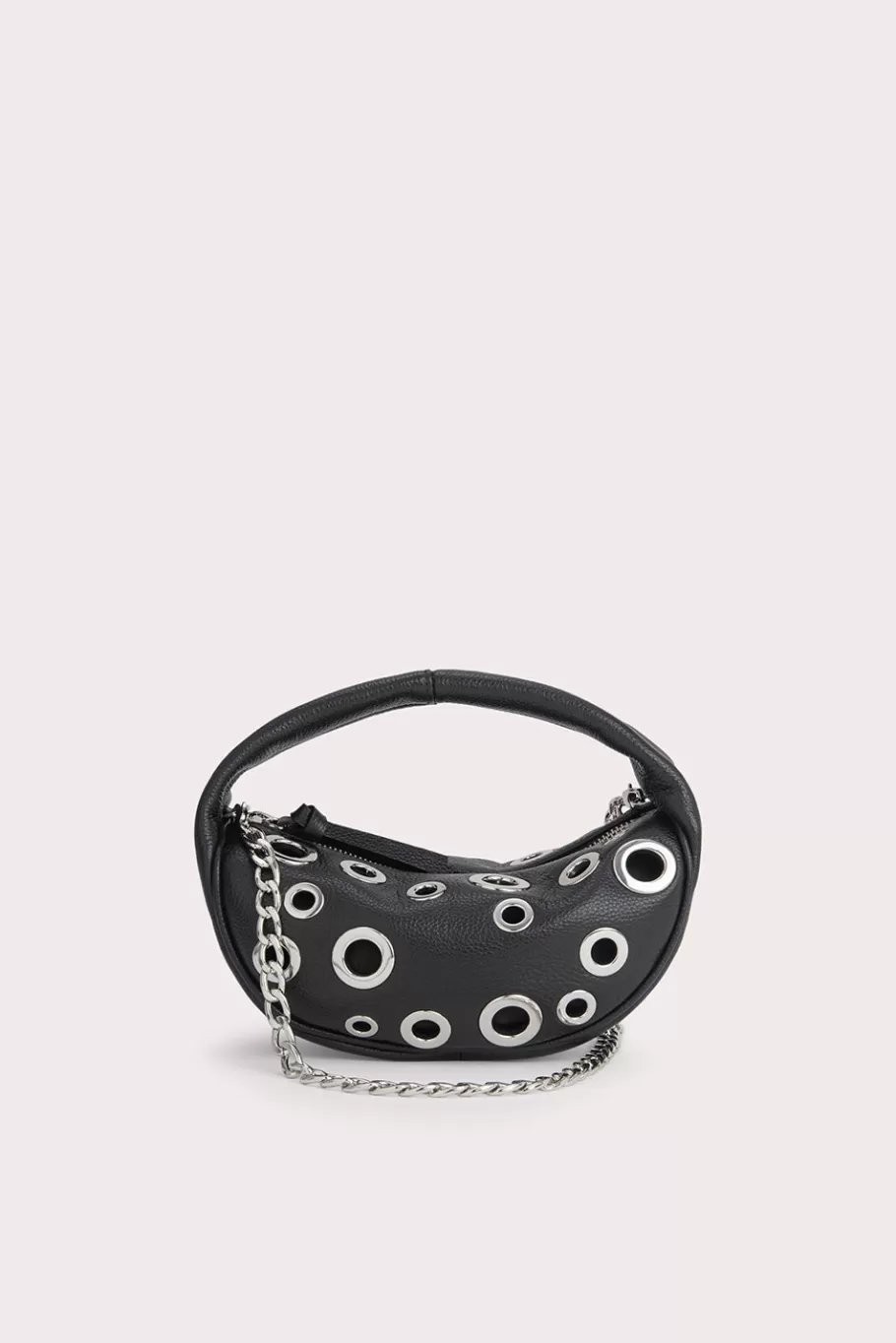 Fashion Baby Cush Black Small Grain Calf Leather And Eyelets Women Mini Bags