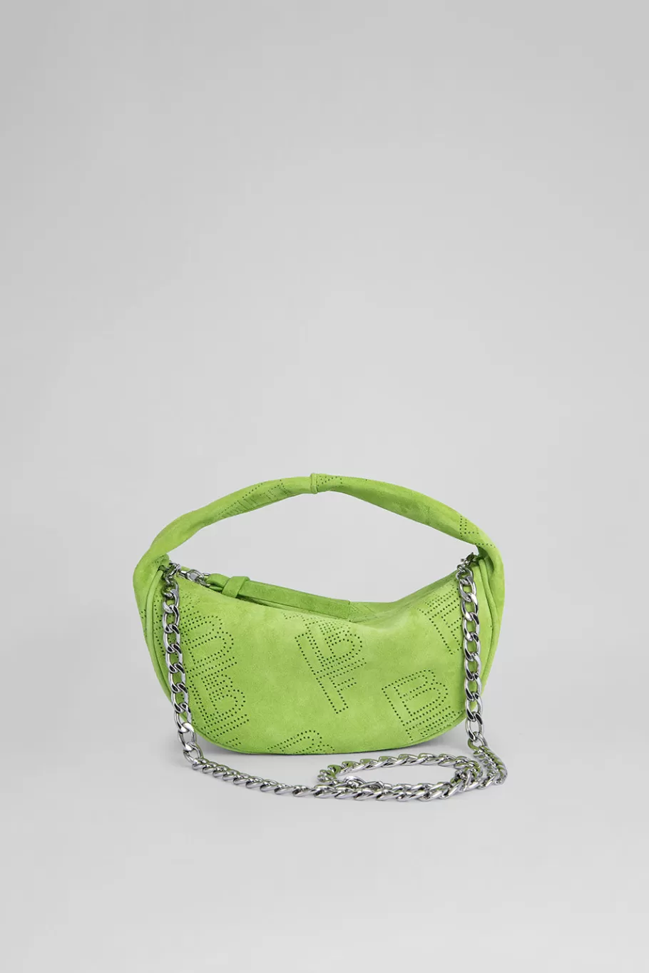 Clearance Baby Cush Bright Green Perforated Suede Leather Women Bags