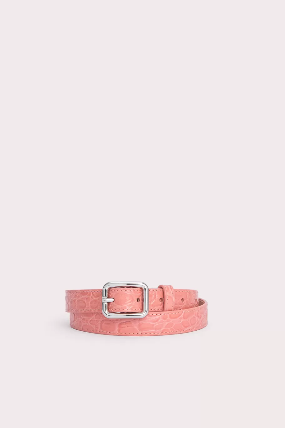 Sale Beni Salmon Circular Croco Embossed Leather Women Belts