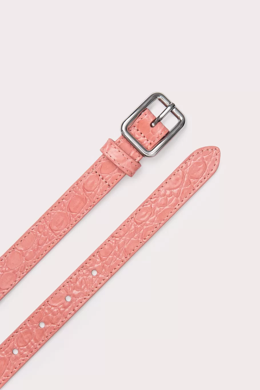 Sale Beni Salmon Circular Croco Embossed Leather Women Belts