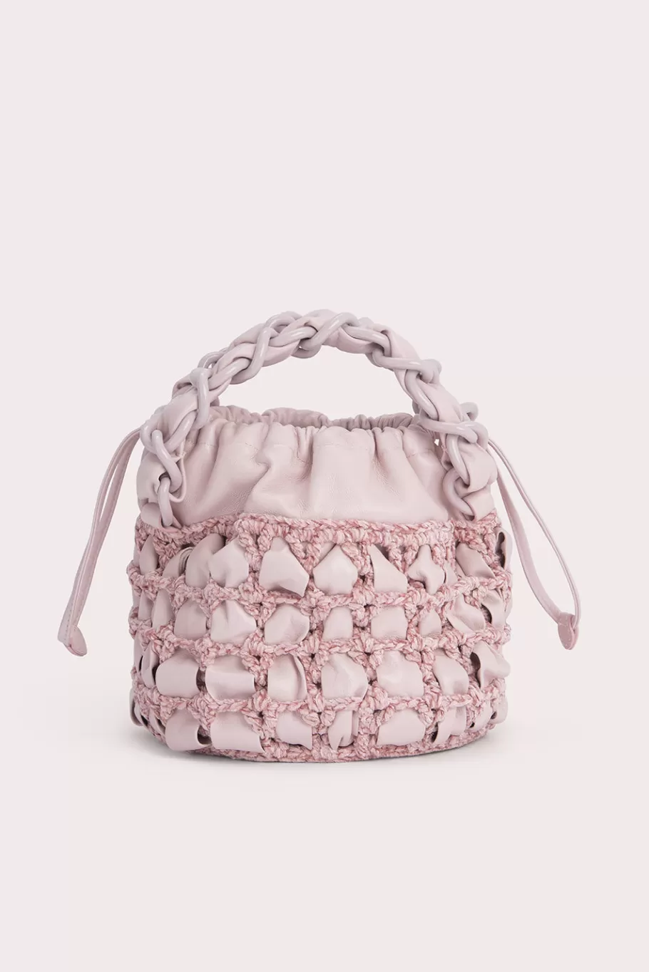 Discount Cass Icy Pink Chenille And Leather Women Bags