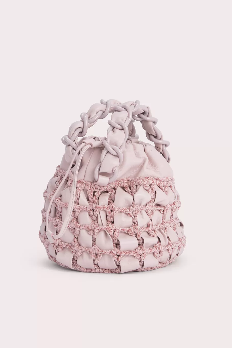 Discount Cass Icy Pink Chenille And Leather Women Bags