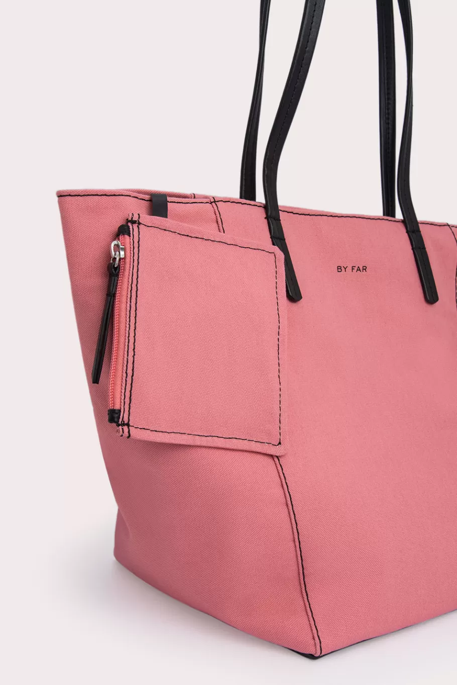 Fashion Club Tote Taffy Pink And Black Canvas And Nappa Leather Women Bags