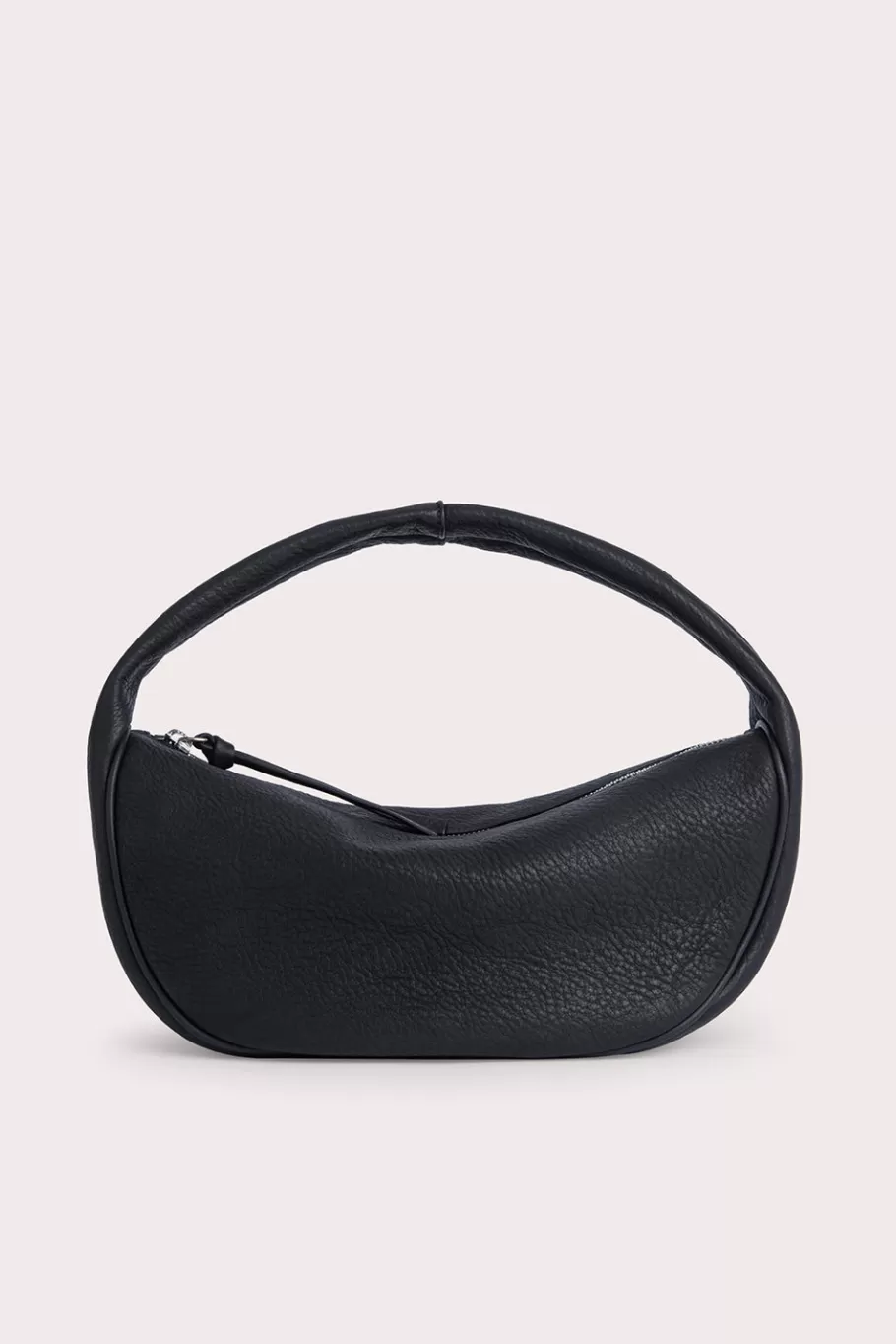 Outlet Cush Black Flat Grain Leather Women Shoulder Bags