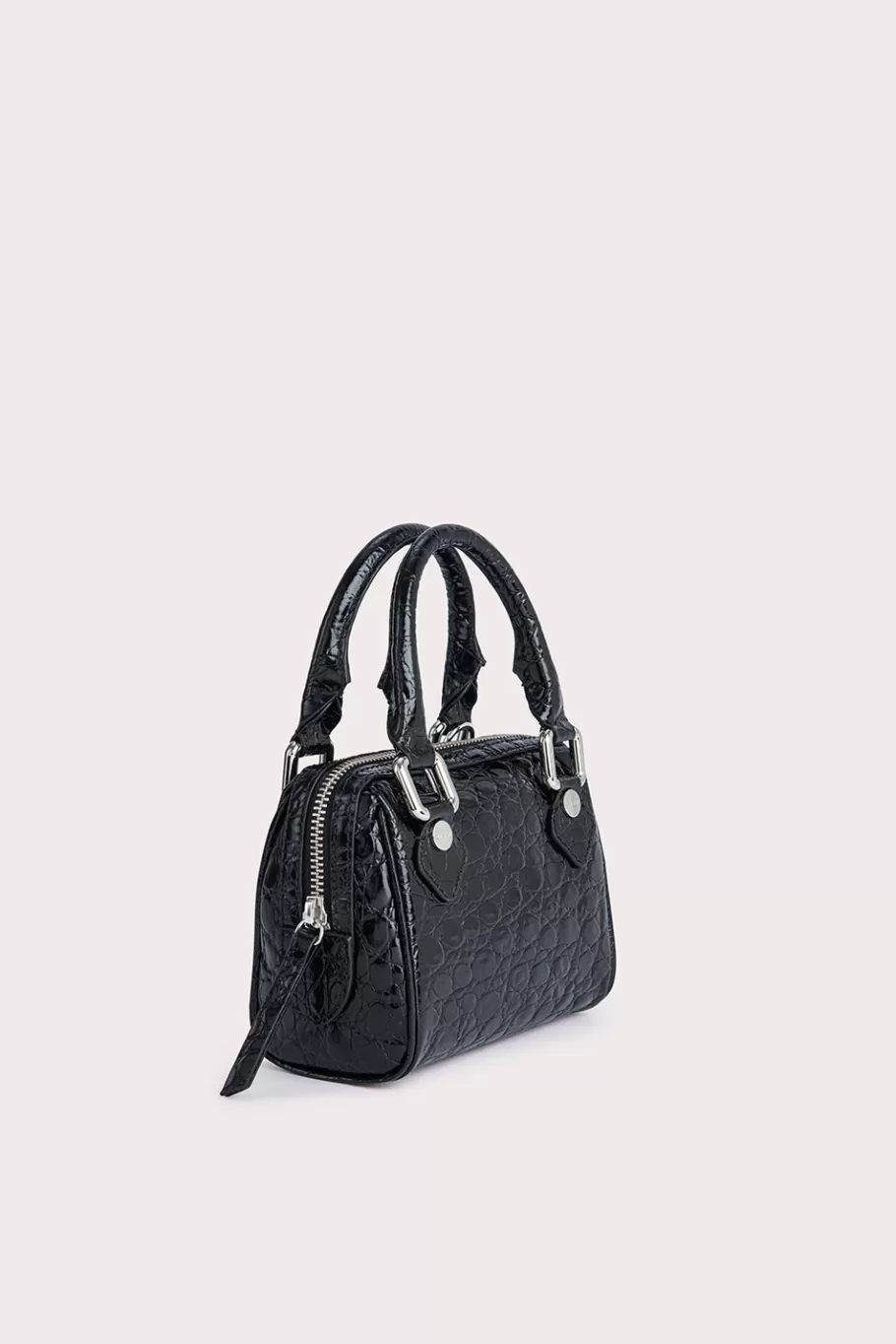 Store Dora Black Circular Croco Embossed Leather Women Bags