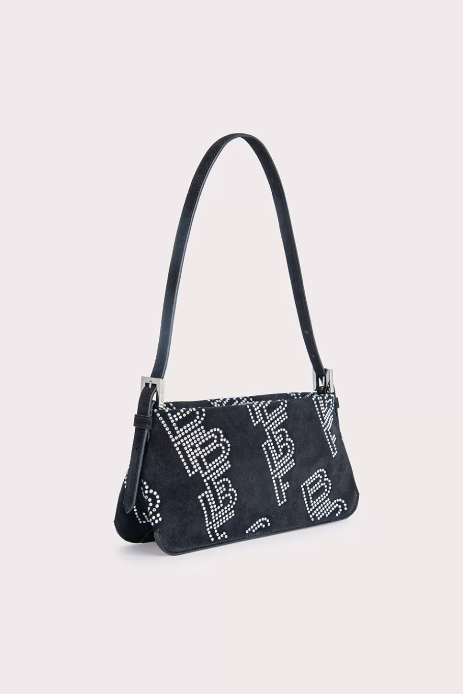 Clearance Dulce Black Suede And Crystals Women Bags