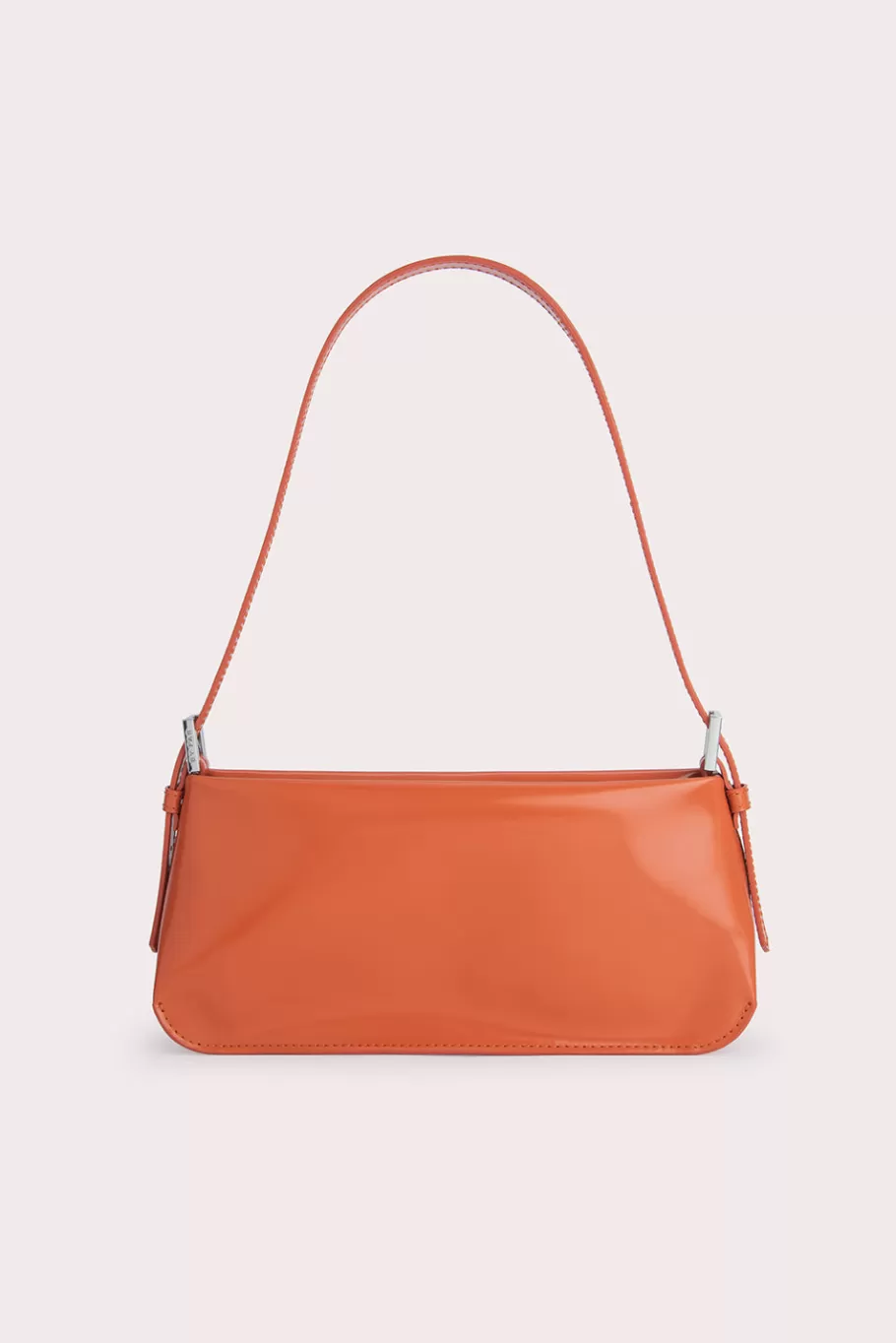 Best Dulce Burnt Orange Semi Patent Leather Women Shoulder Bags