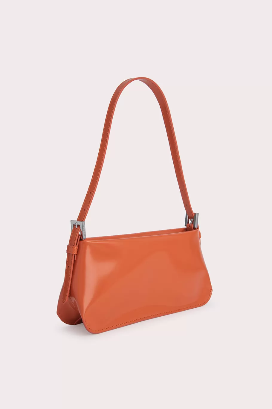 Best Dulce Burnt Orange Semi Patent Leather Women Shoulder Bags