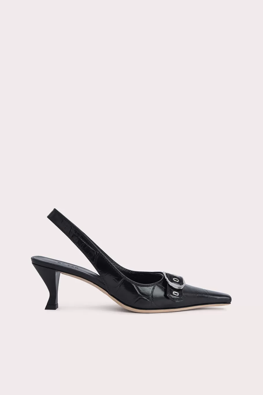 Shop Evita Black Maxi Croco And Nappa Leather Women Mid Heels