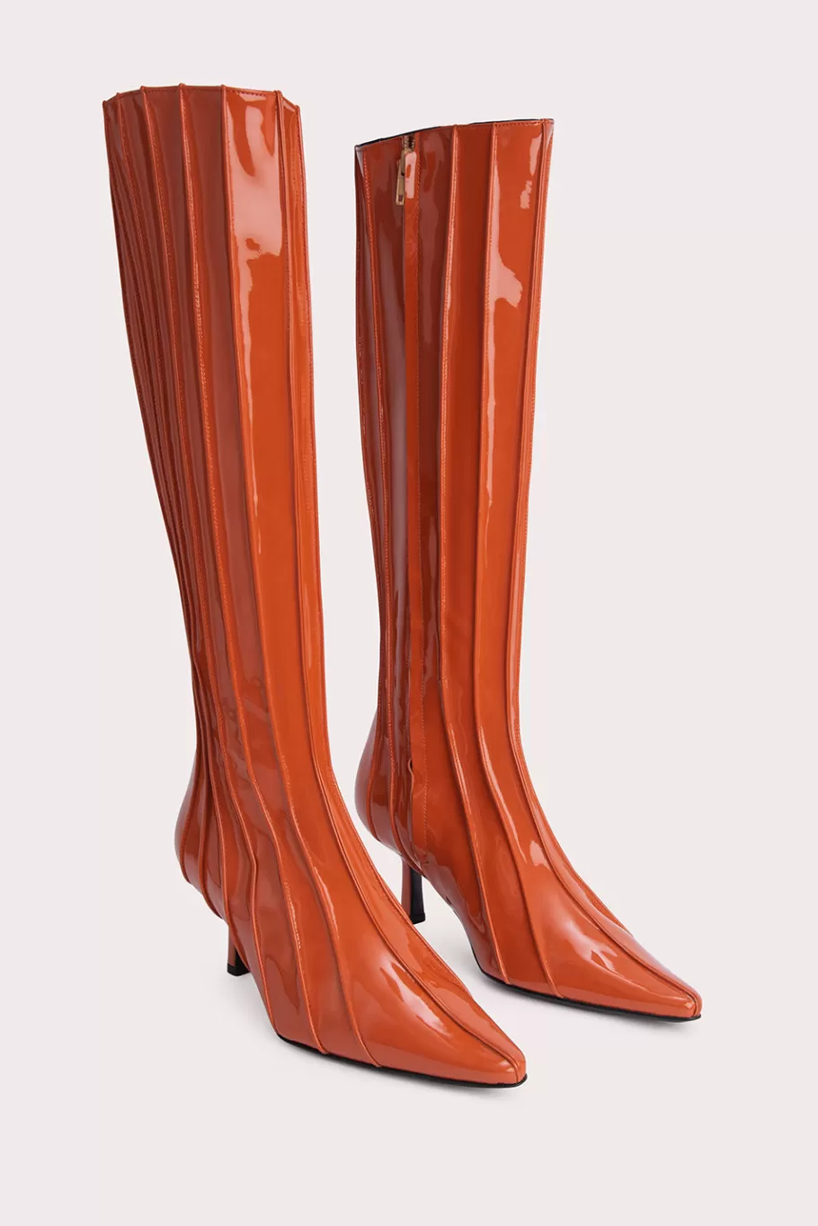 Flash Sale Faye Burnt Orange Patent Leather Women Knee High Boots