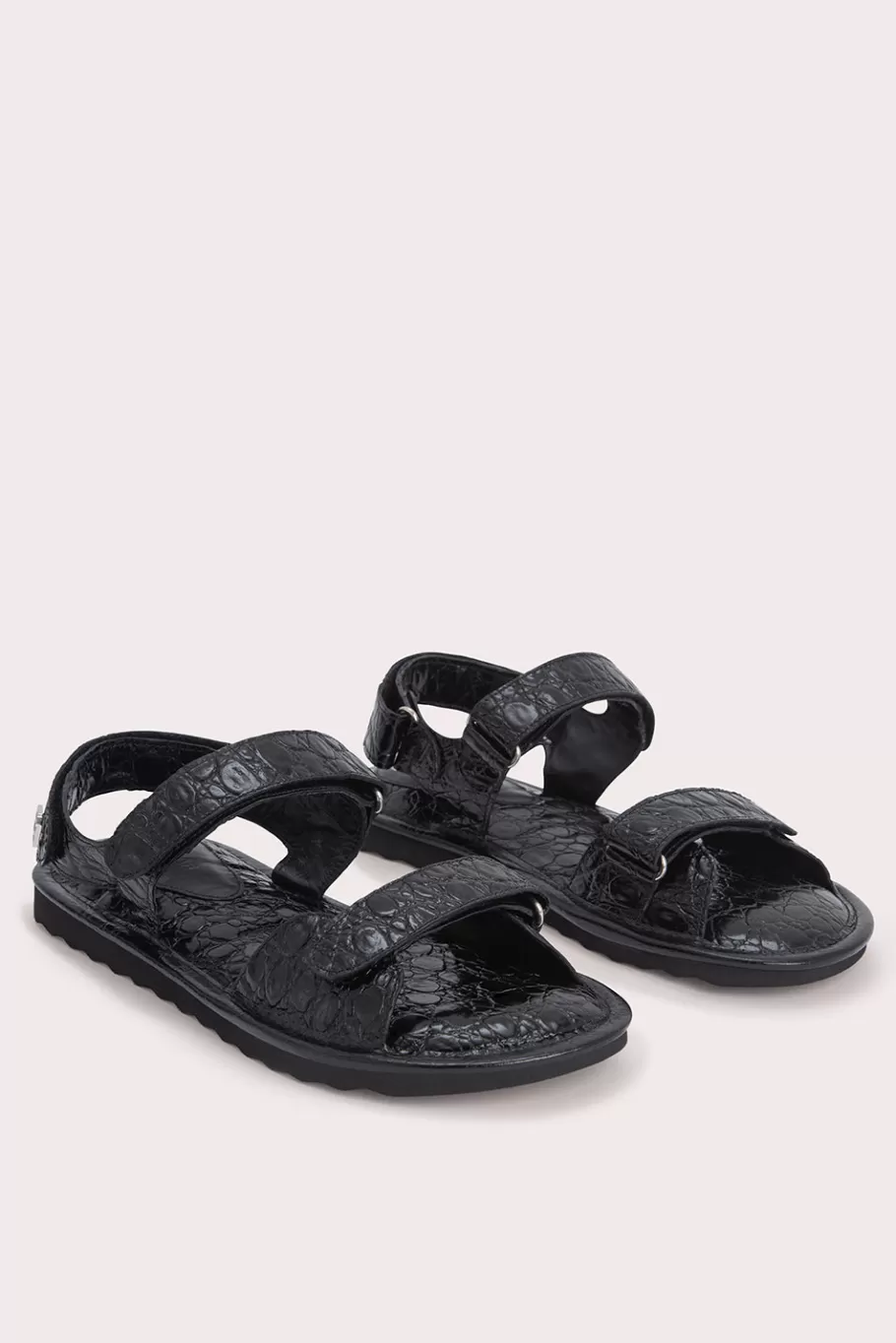 Outlet Gideon Black Circular Croco Embossed Leather Women Shoes