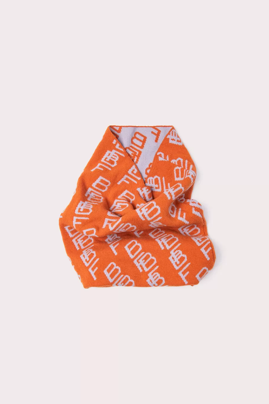 Fashion Jacquard Logo Snood Orange Wool Women Scarves And Hats