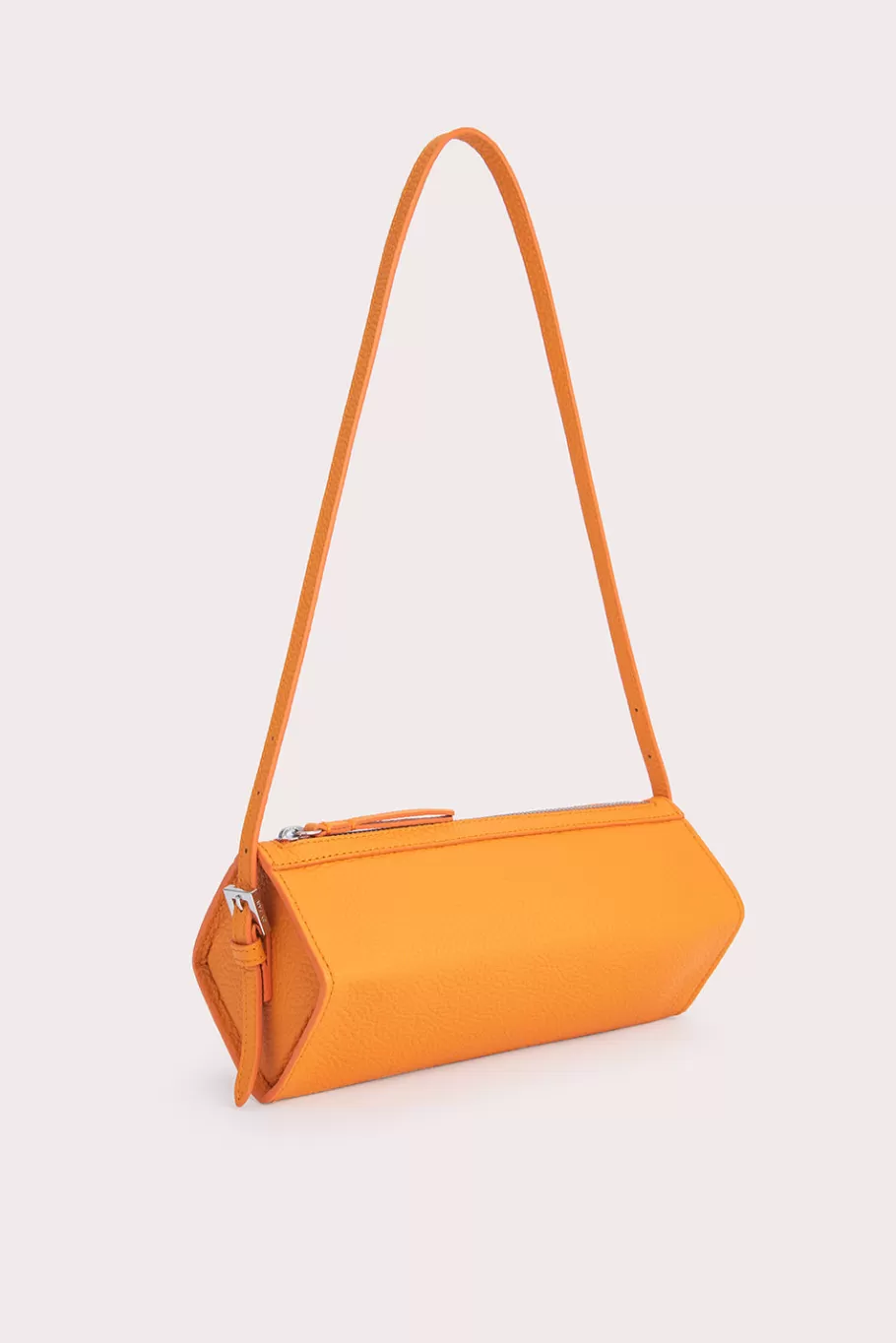 Online Karo Orange Flat Grain Leather Women Bags