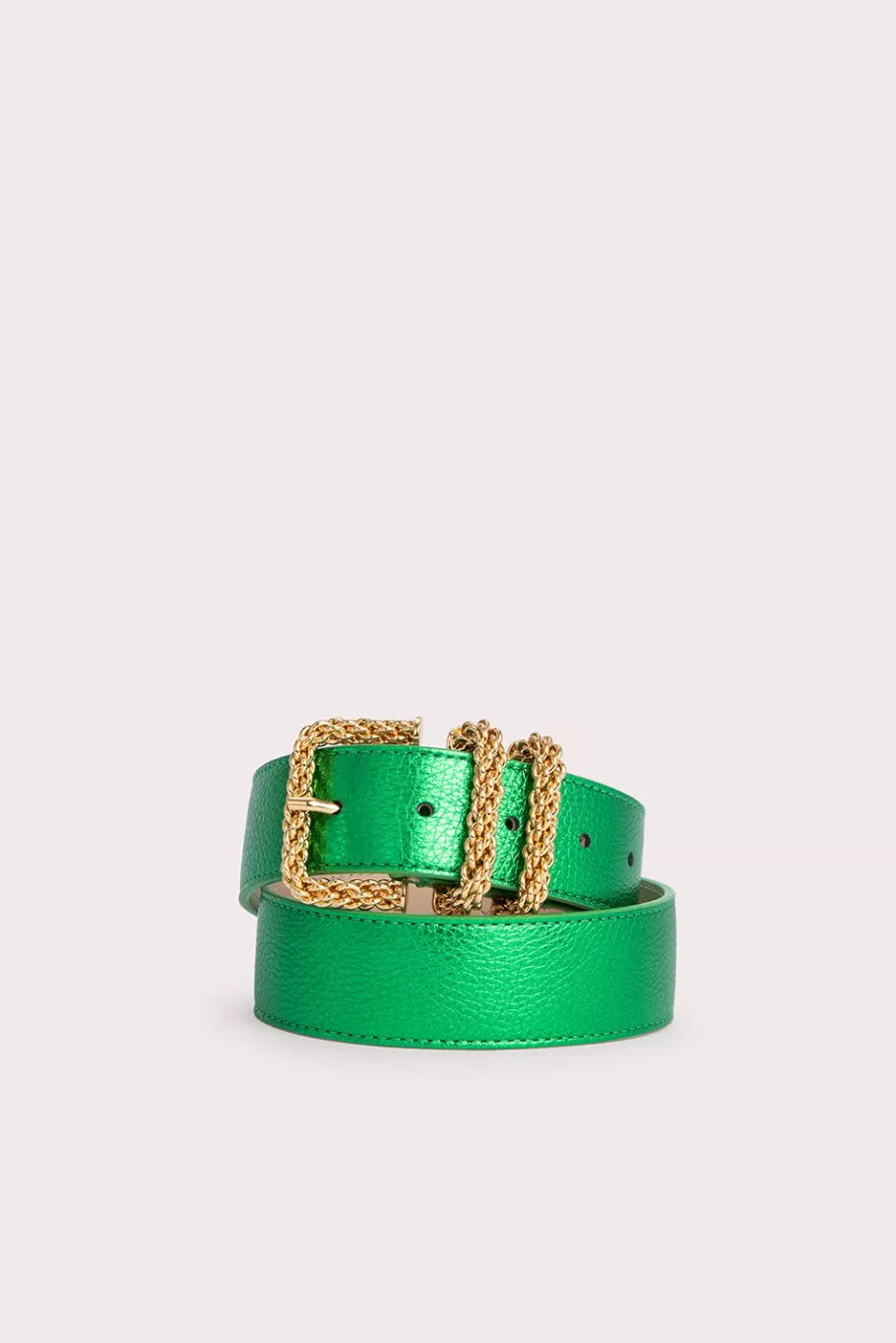 Best Sale Katina Green Metallic Grain Leather Women Belts