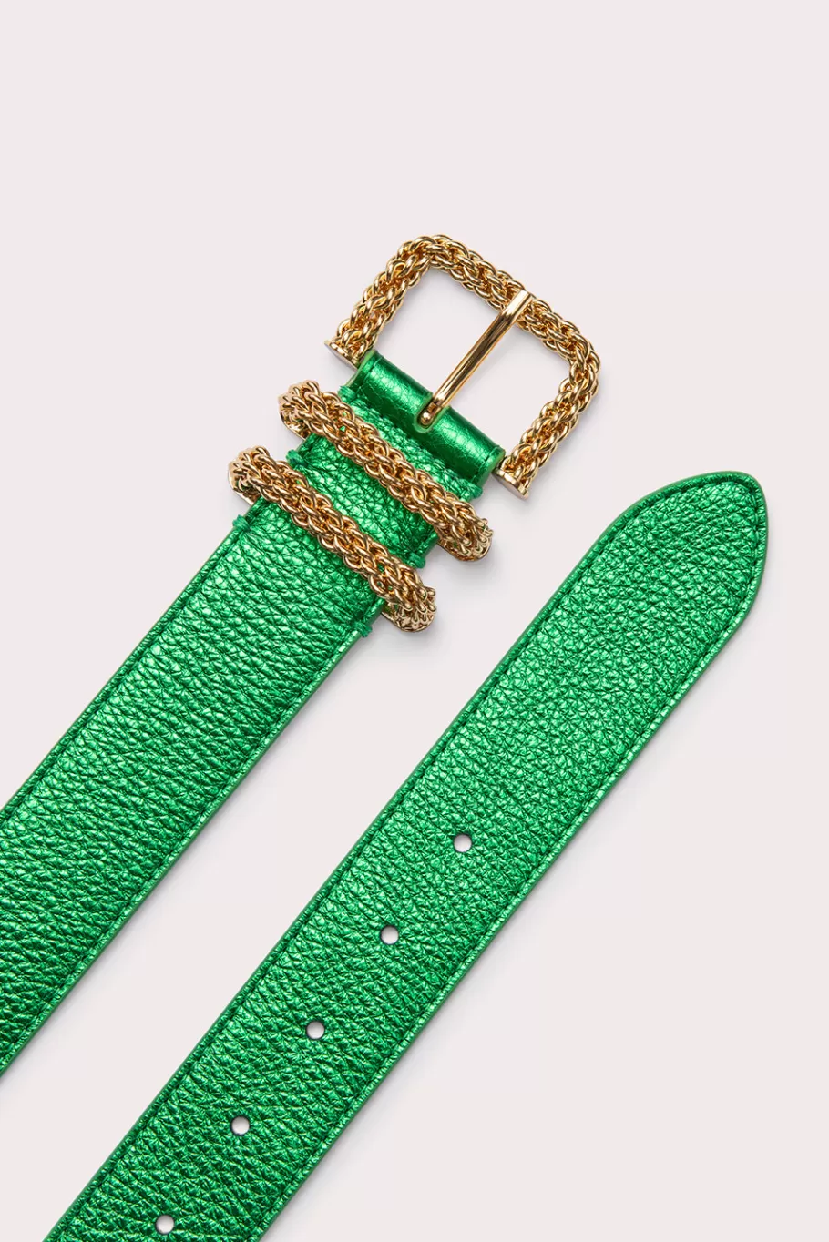 Best Sale Katina Green Metallic Grain Leather Women Belts