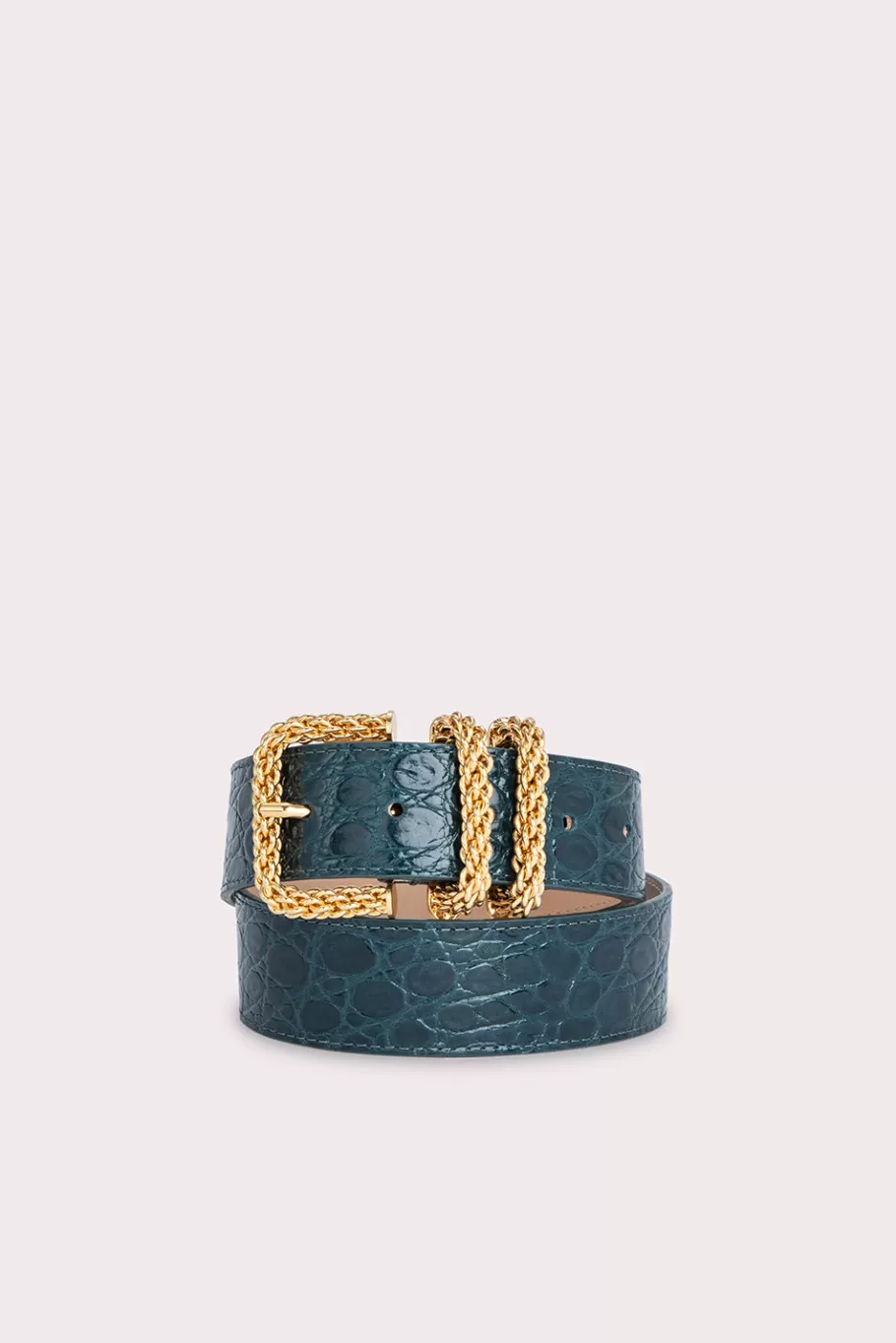 Outlet Katina Petrol Circular Croco Embossed Leather Women Belts