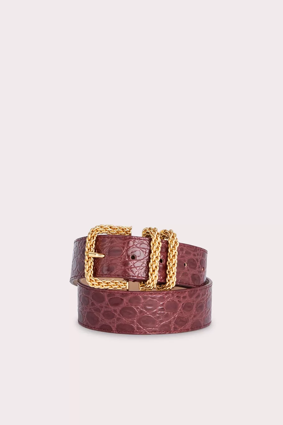 Shop Katina Wine Circular Croco Embossed Leather Women Belts