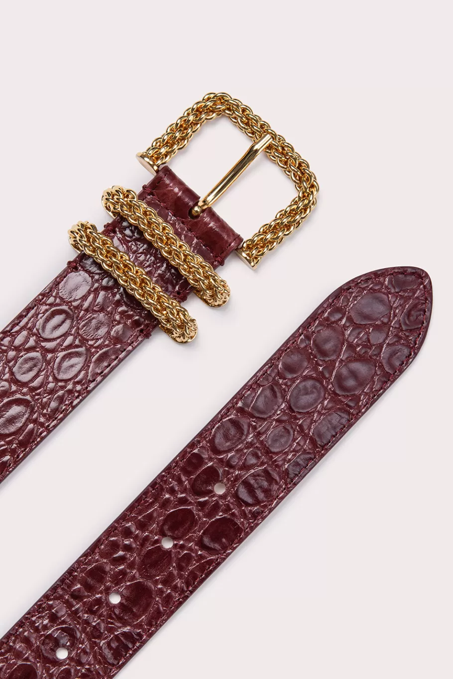 Shop Katina Wine Circular Croco Embossed Leather Women Belts