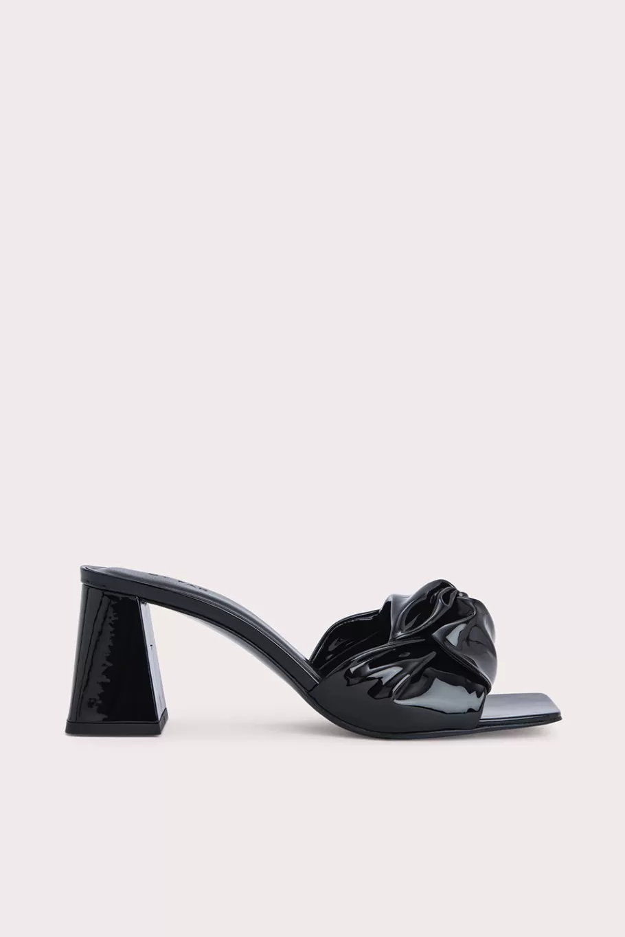 Clearance Lamar Black Patent Leather Women Mid Heels