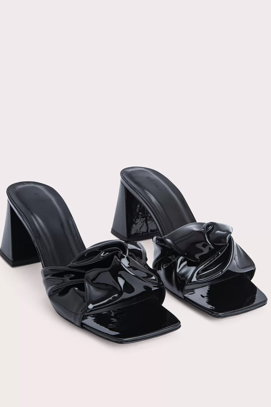 Clearance Lamar Black Patent Leather Women Mid Heels