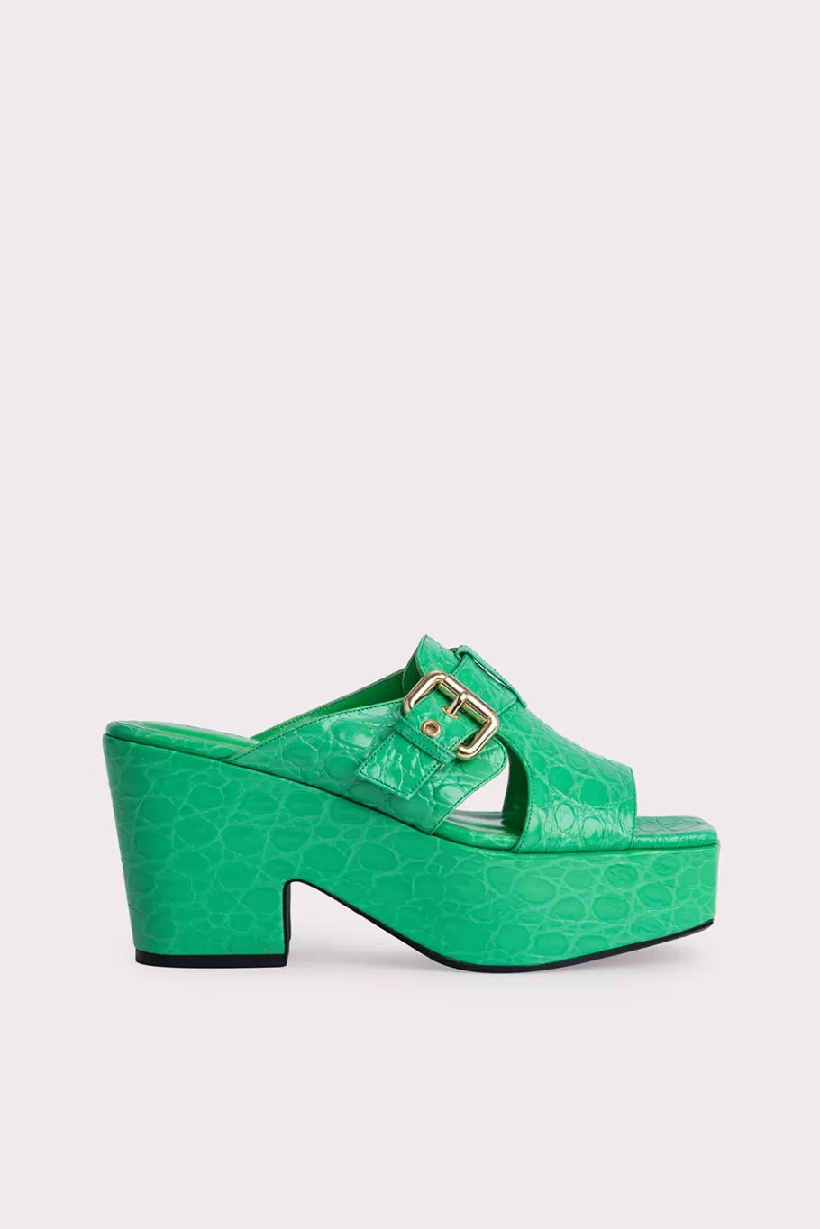 Online Lenka Super Green Circular Croco Embossed Leather Women Shoes