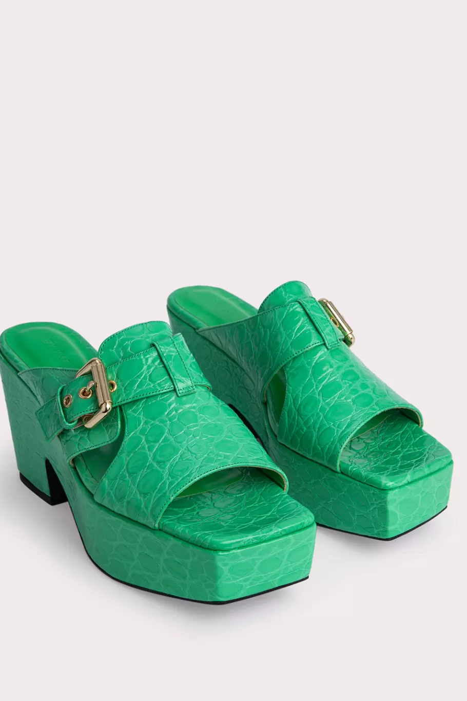 Online Lenka Super Green Circular Croco Embossed Leather Women Shoes