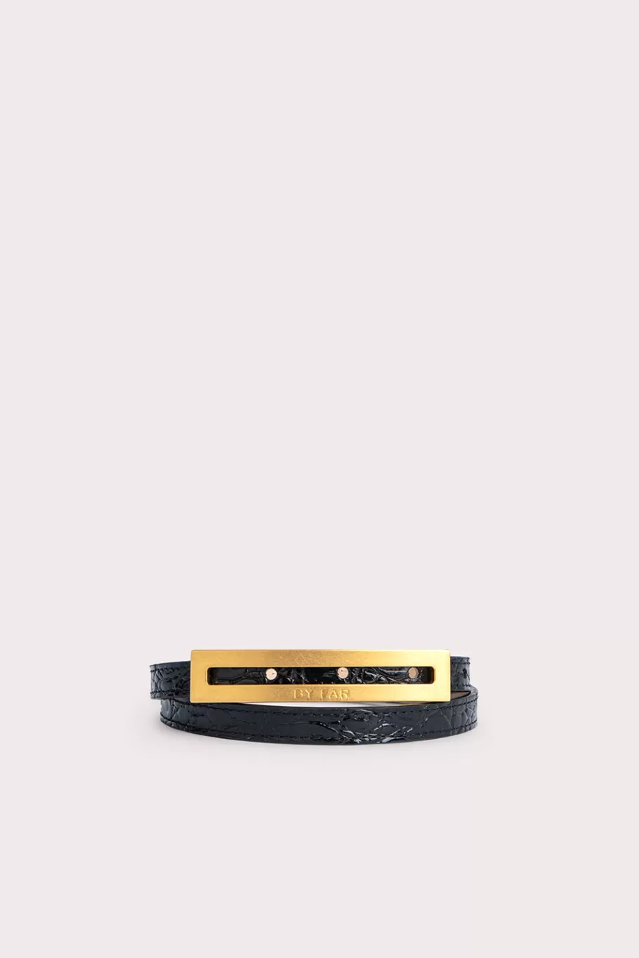 Outlet Ling Black Circular Croco Embossed Leather Women Belts