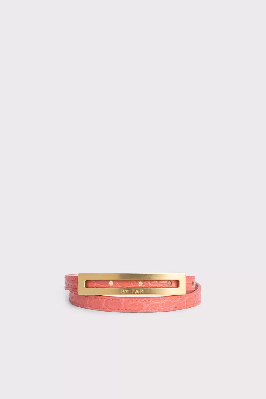 Cheap Ling Salmon Circular Croco Embossed Leather Women Belts