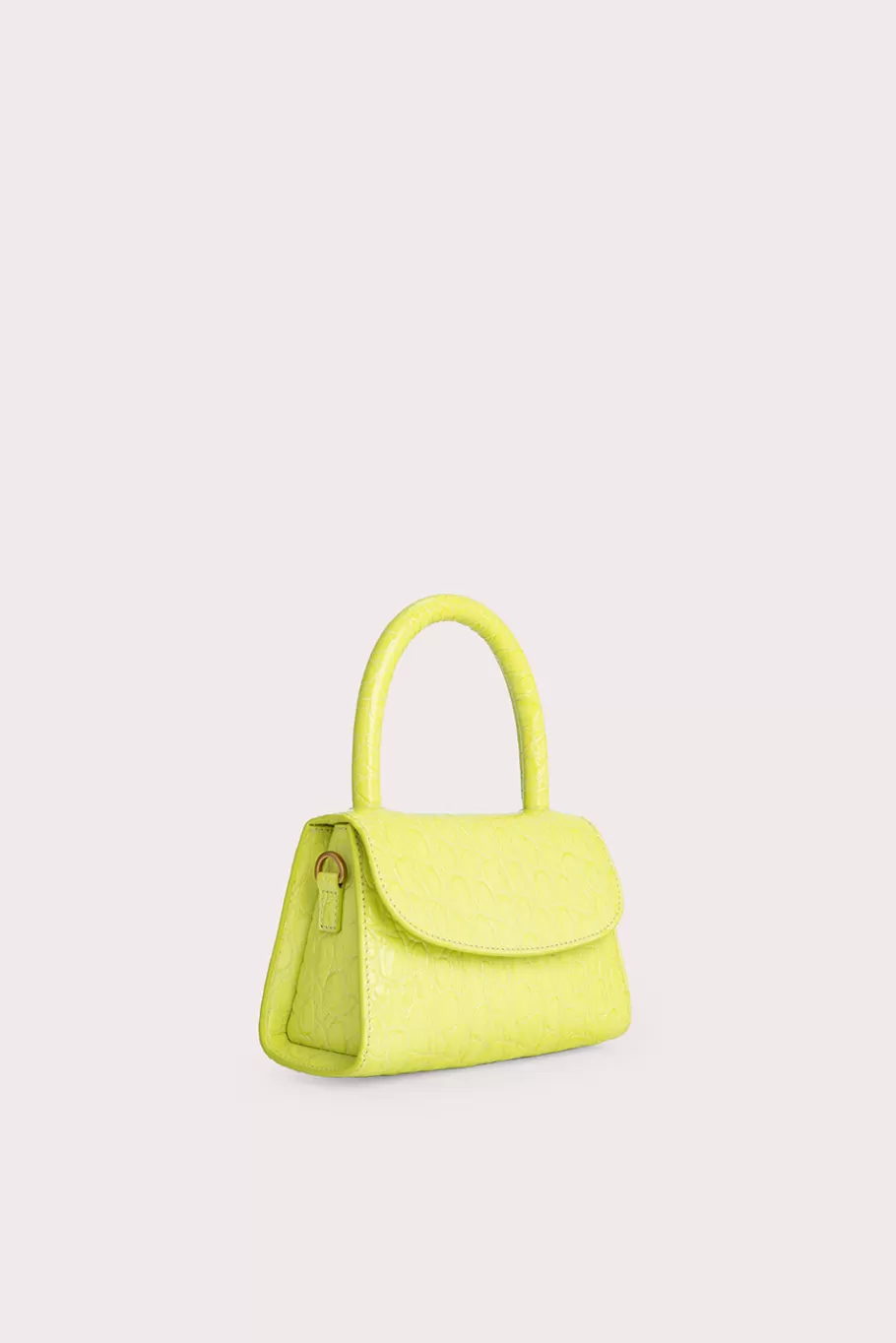 Sale Mini Acid Green Circular Croco Embossed Leather Women Bags