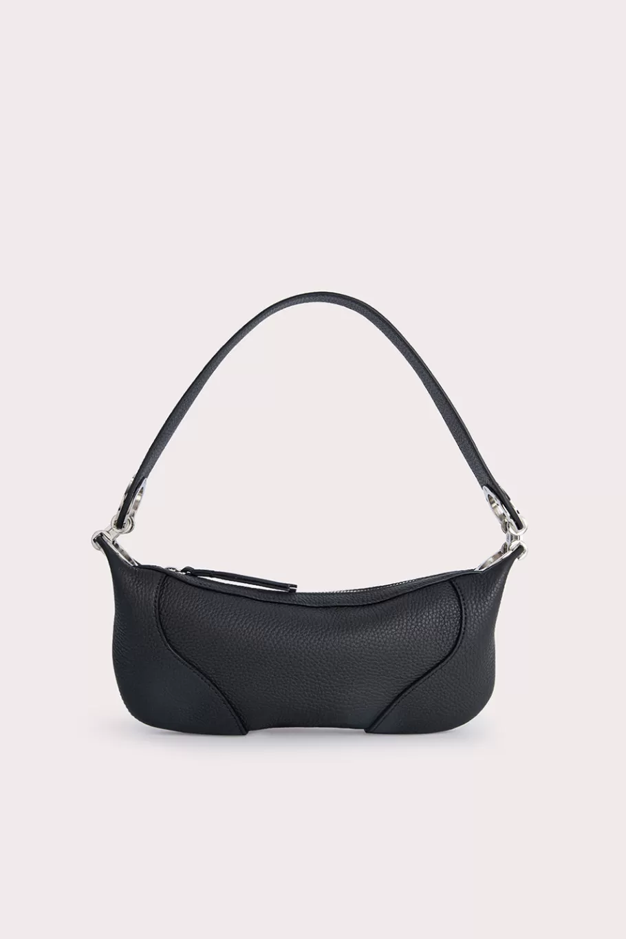 Discount Mini Amira Black Flat Grain Leather Women Shoulder Bags