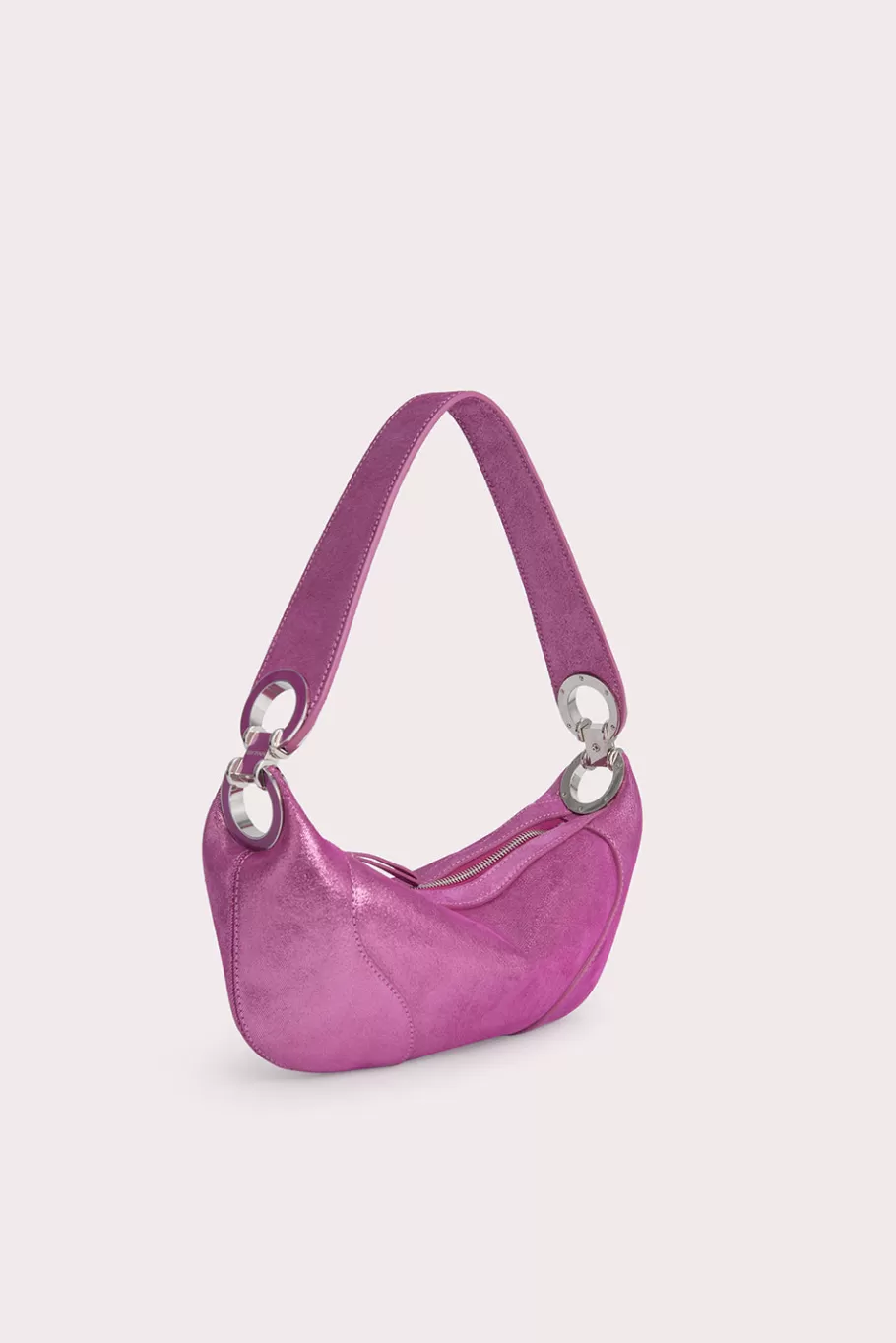 Store Mini Amira Fuchsia Jeans Lame Leather Women Shoulder Bags