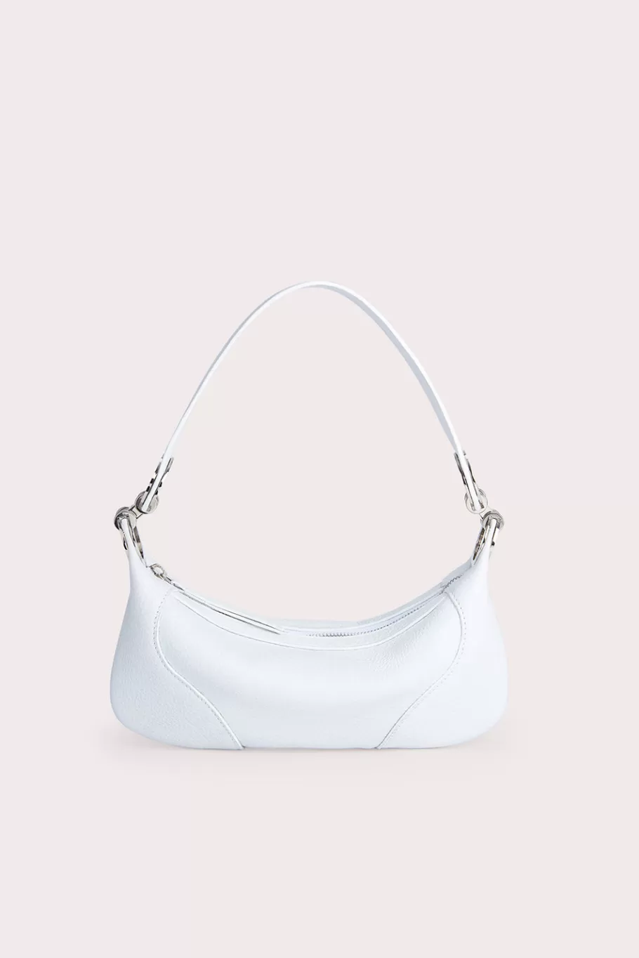 Store Mini Amira White Flat Grain Leather Women Shoulder Bags