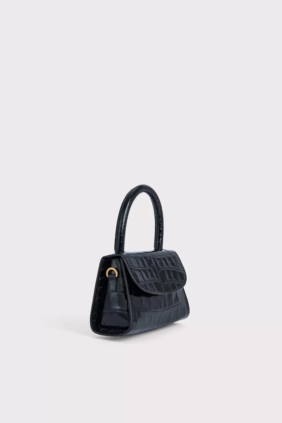 Discount Mini Black Croco Embossed Leather Women Mini Bags