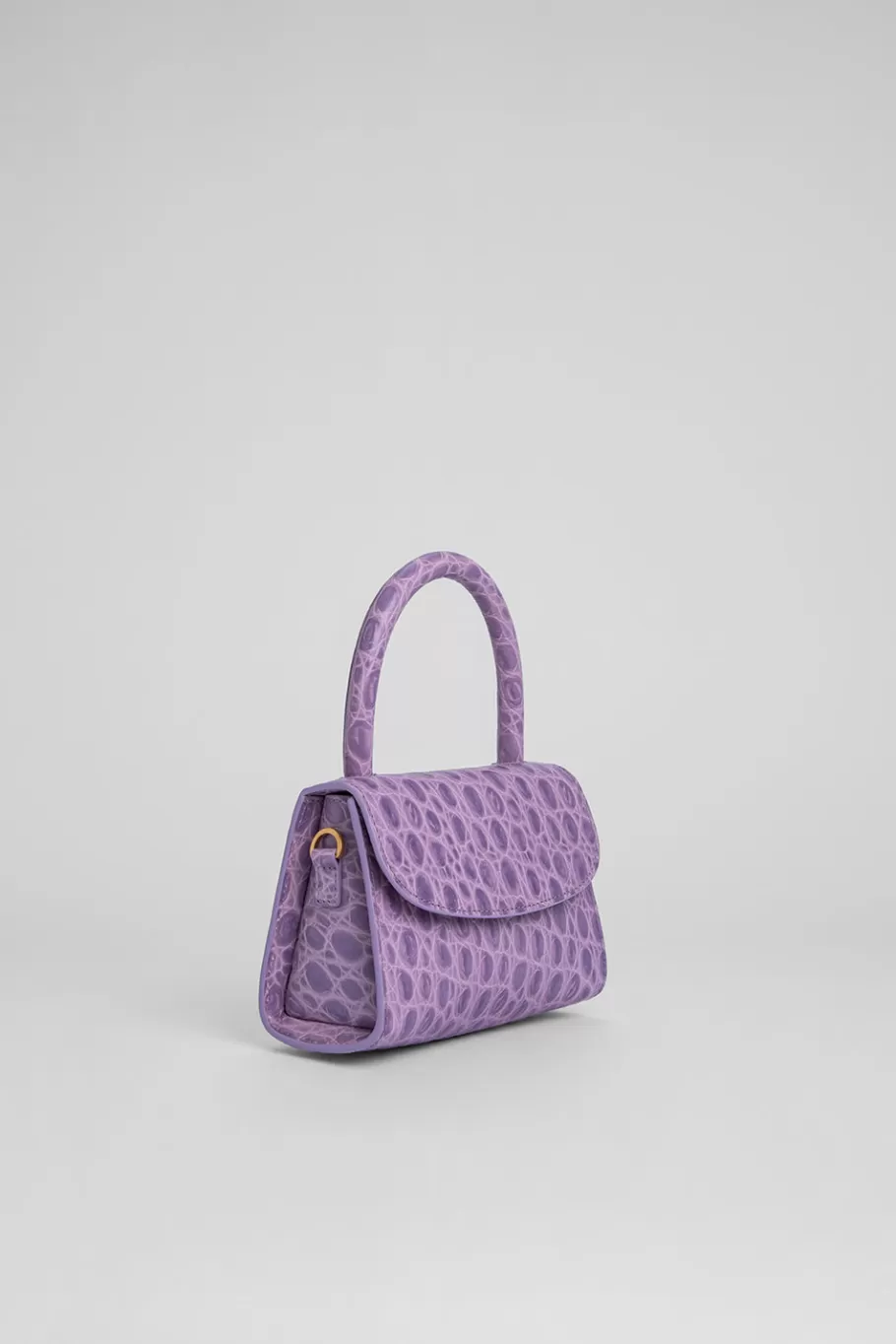 Online Mini Lilac Circular Croco Embossed Leather Women Bags