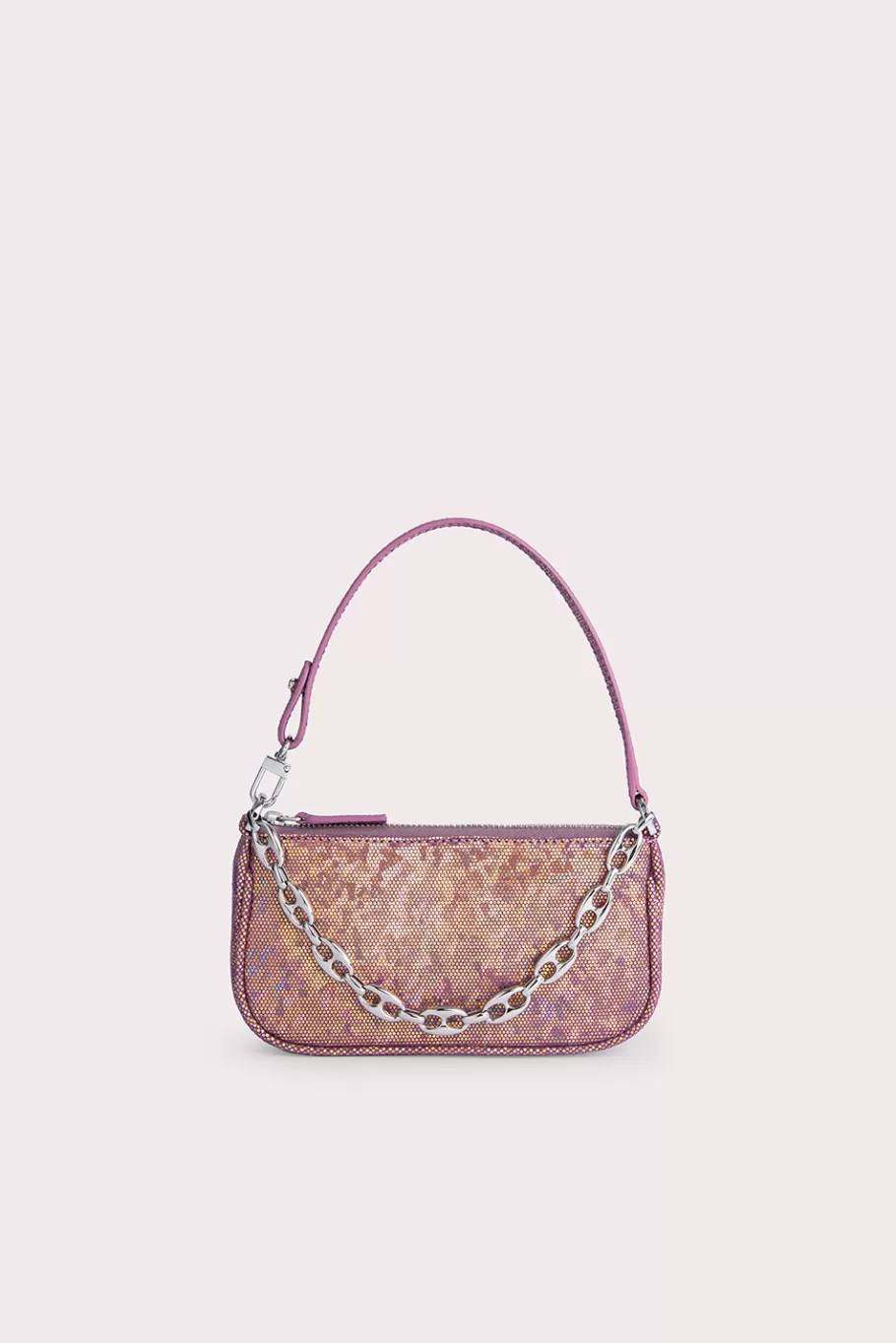 Shop Mini Rachel Disco Violet Hologram Leather Women Bags