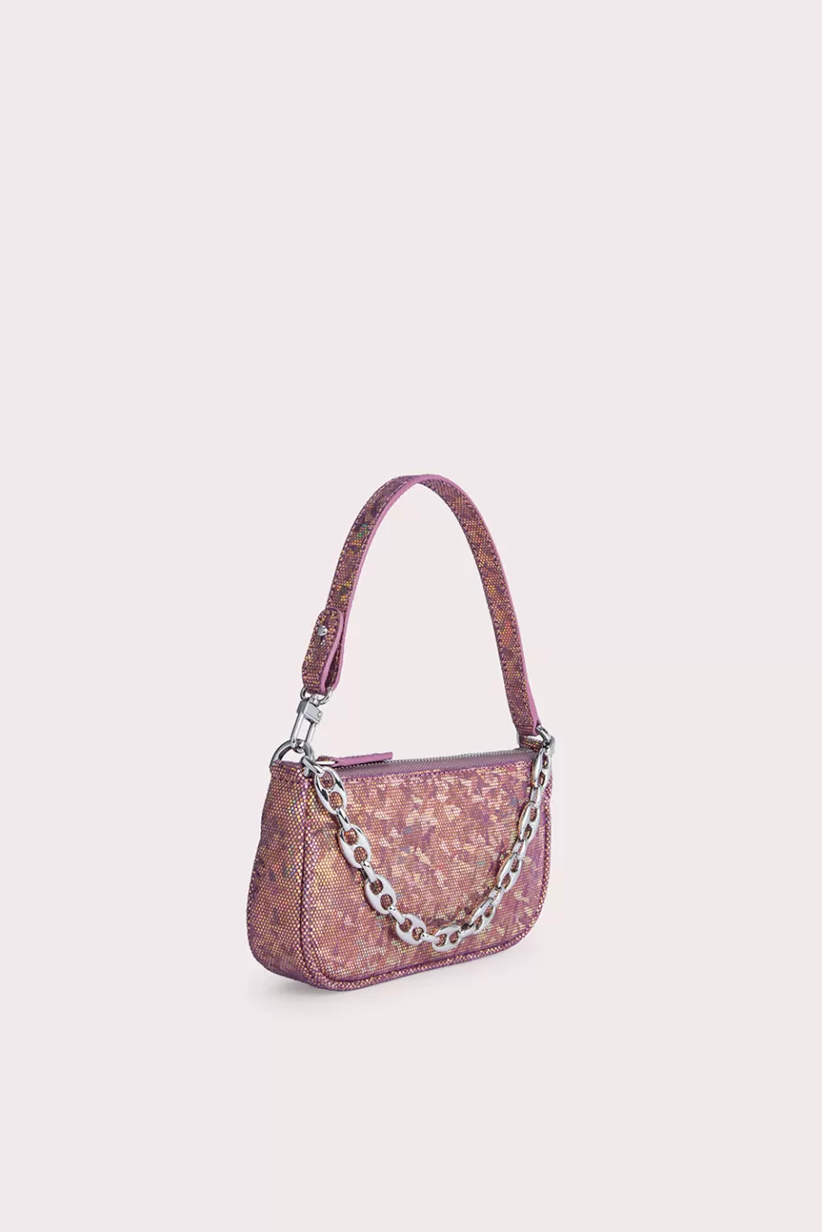 Shop Mini Rachel Disco Violet Hologram Leather Women Bags