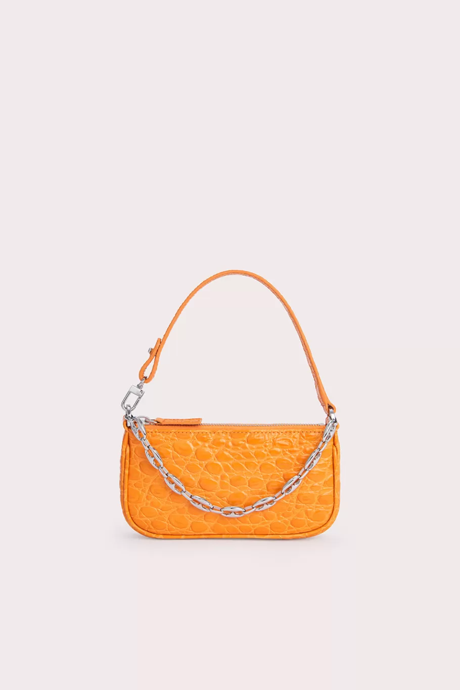 Clearance Mini Rachel Orange Circular Croco Embossed Leather Women Bags