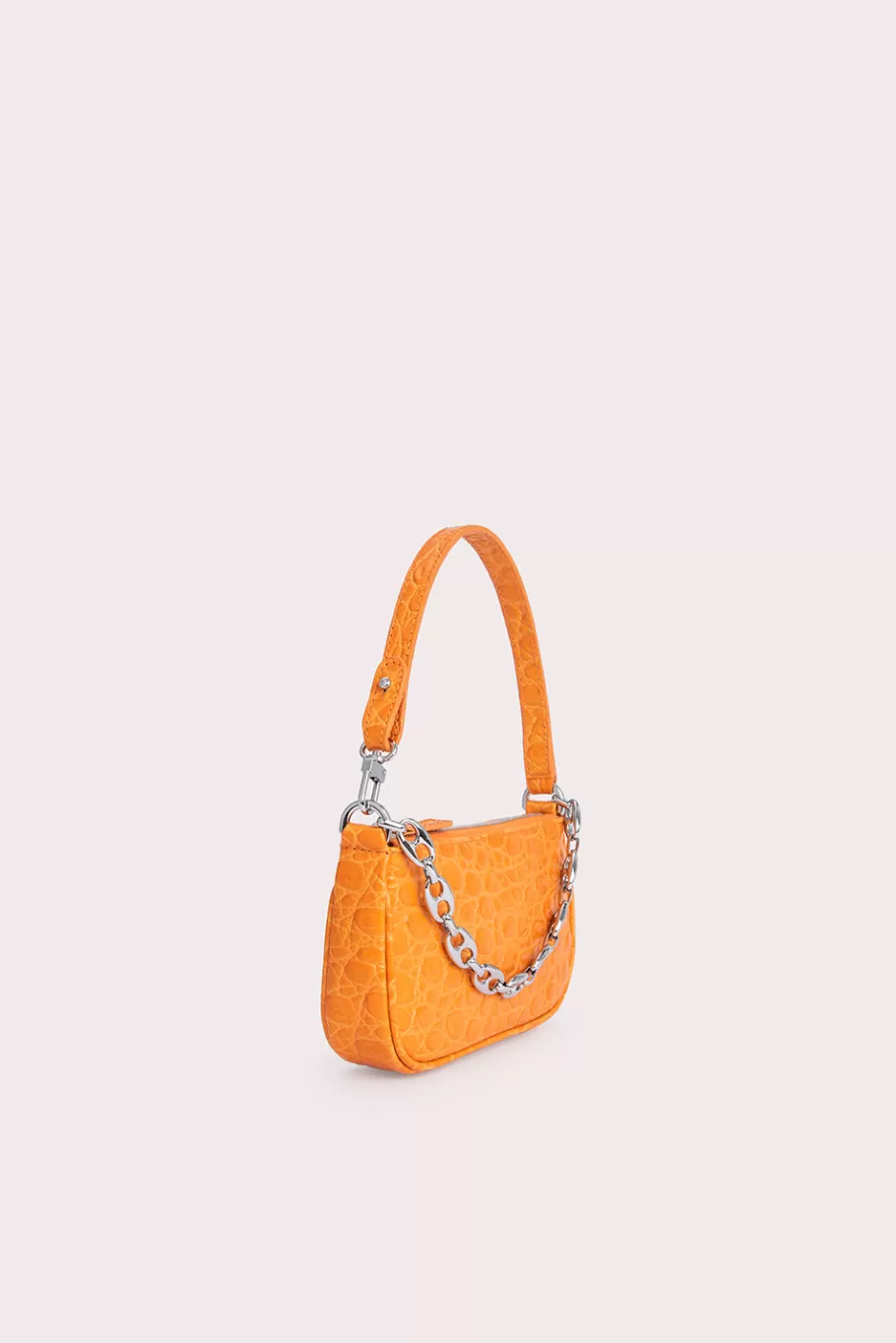 Clearance Mini Rachel Orange Circular Croco Embossed Leather Women Bags