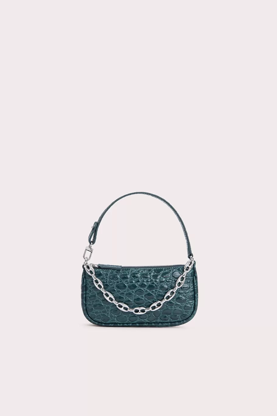 Best Sale Mini Rachel Petrol Circular Croco Embossed Leather Women Bags