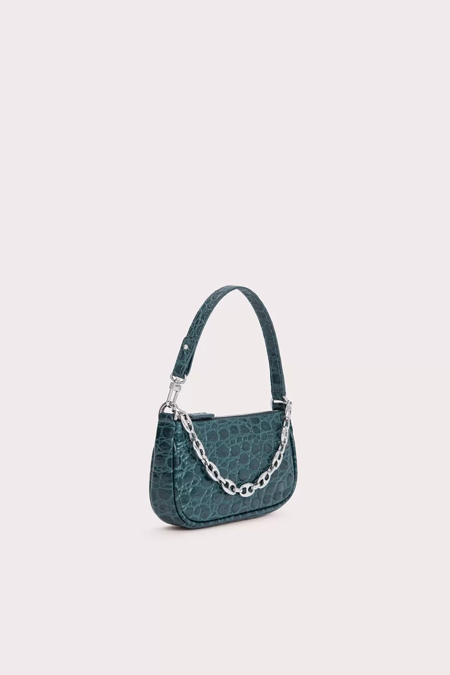 Best Sale Mini Rachel Petrol Circular Croco Embossed Leather Women Bags