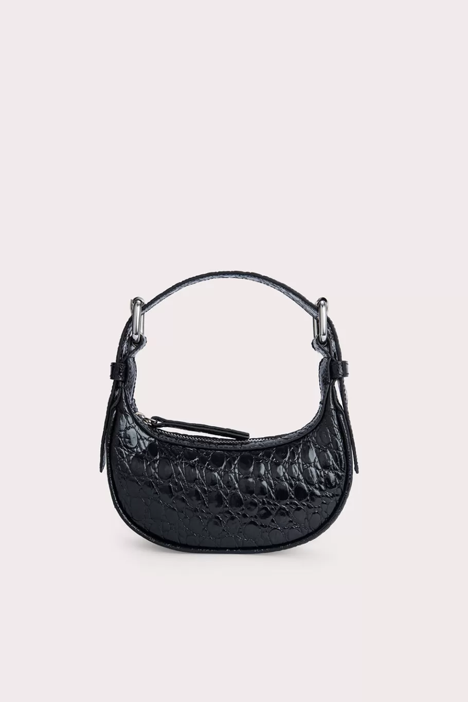 Best Mini Soho Black Circular Croco Embossed Leather Women Mini Bags