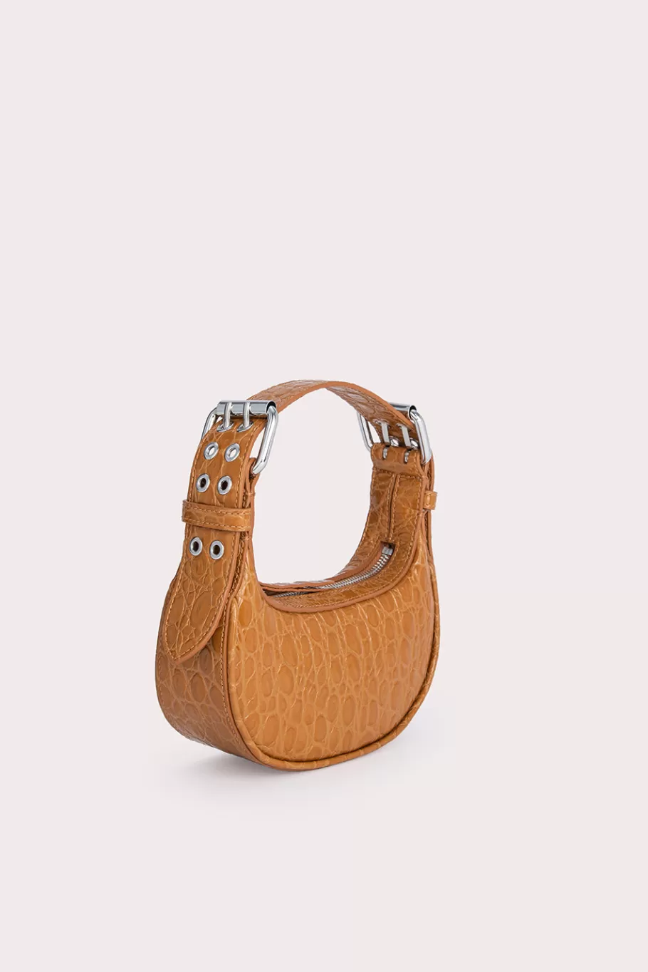 Best Sale Mini Soho Caramel Circular Croco Embossed Leather Women Bags