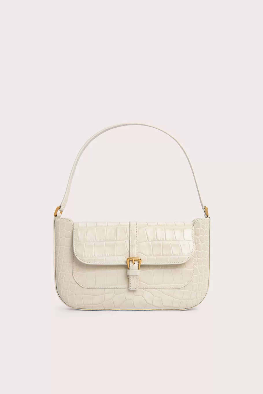 Hot Miranda Cream Croco Embossed Leather Women Shoulder Bags