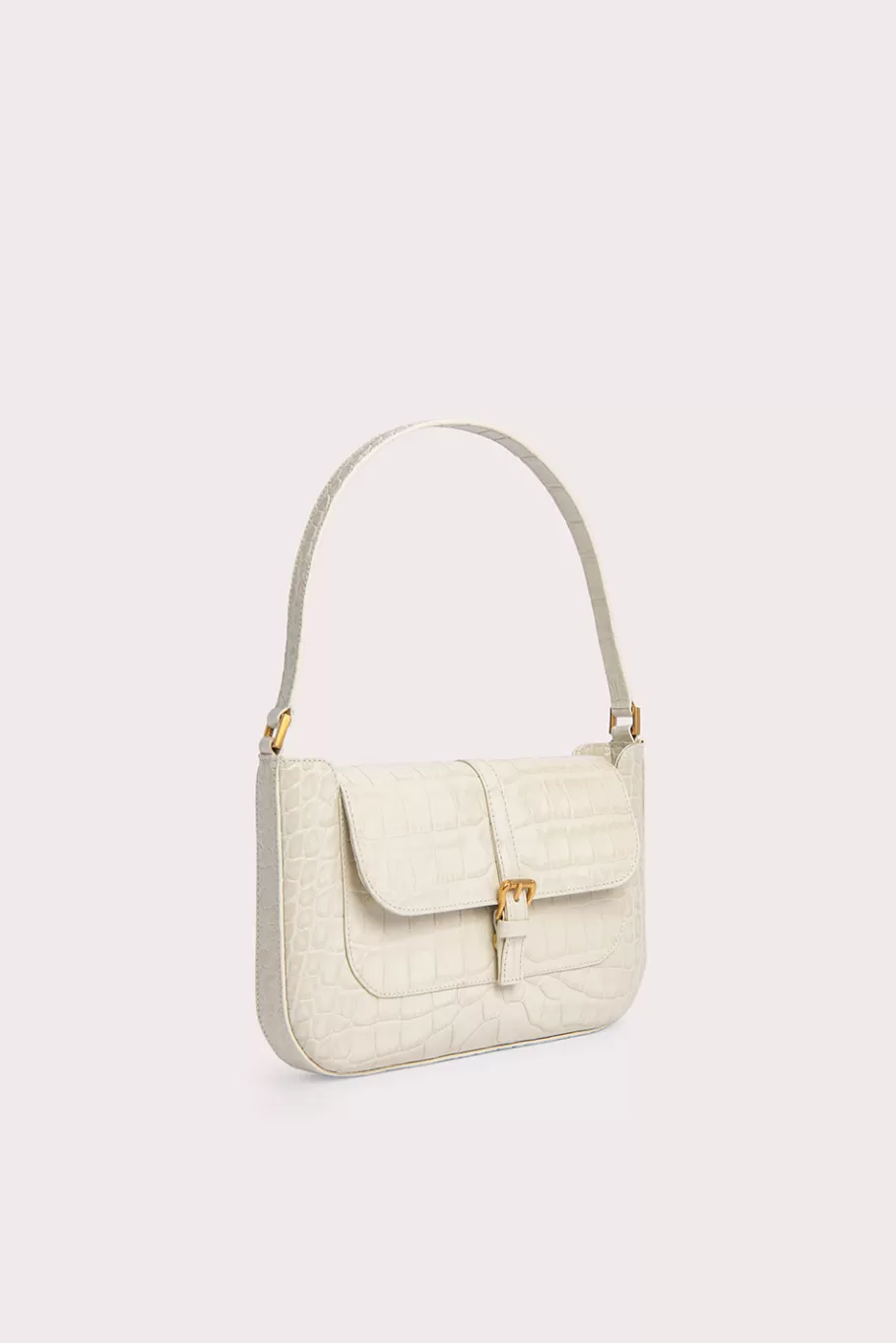 Hot Miranda Cream Croco Embossed Leather Women Shoulder Bags