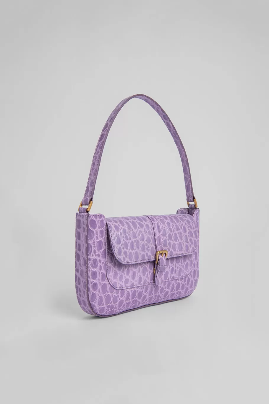 Cheap Miranda Lilac Circular Croco Embossed Leather Women Bags