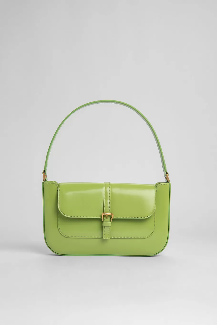 Fashion Miranda Lime Green Semi Patent Leather Women Bags