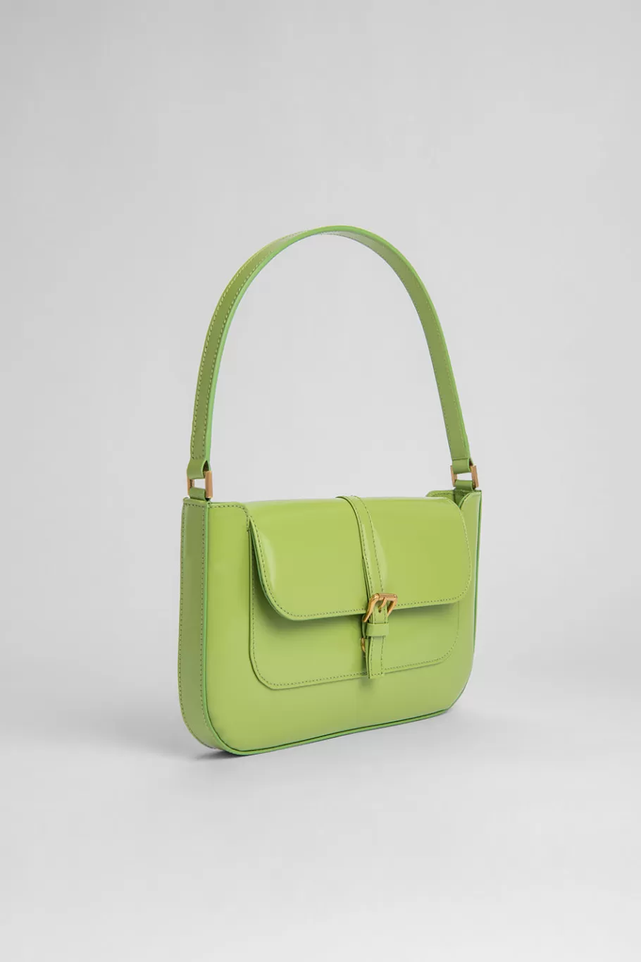 Fashion Miranda Lime Green Semi Patent Leather Women Bags