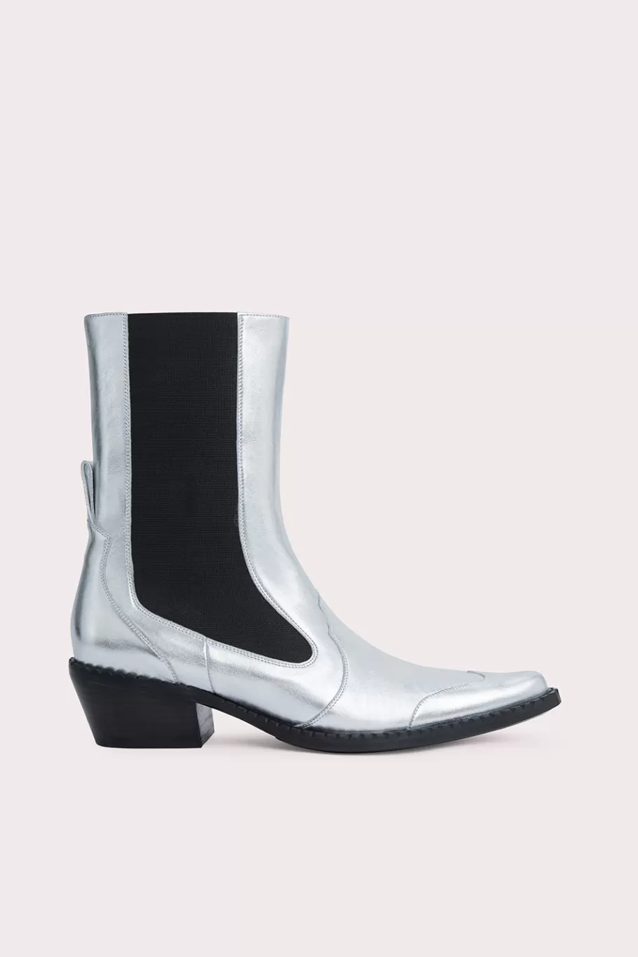 Outlet Otis Silver Metallic Leather Women Ankle Boots